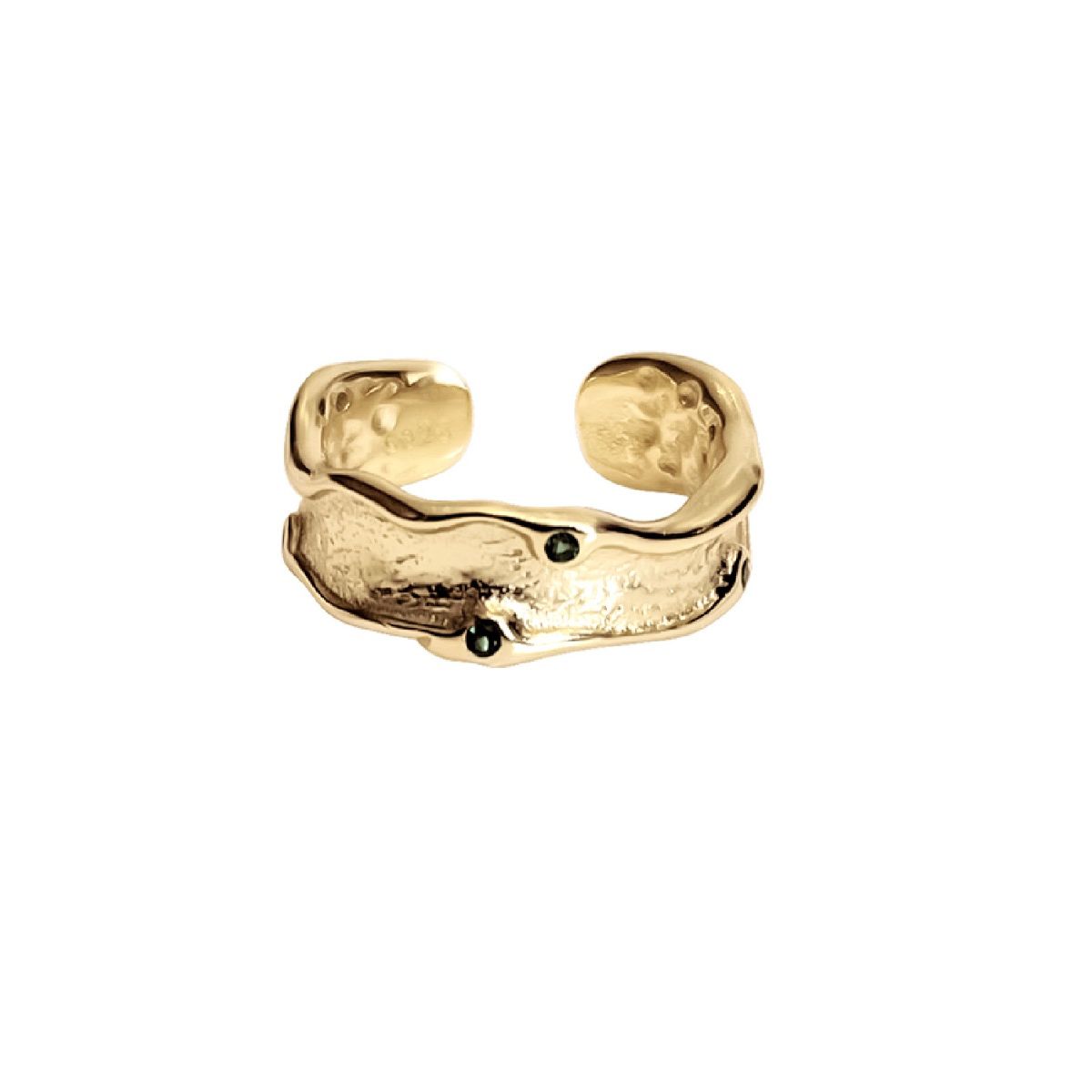 Halle Adjustable Textured Ring with Crystals in Gold