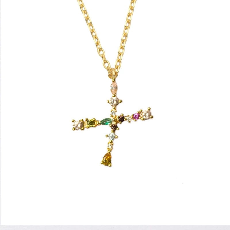 X Initial Pendant Necklace with Crystals in Gold