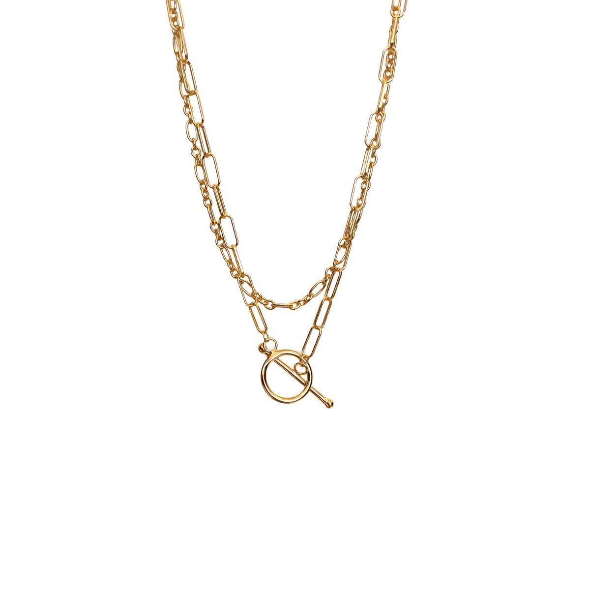 Alison Layered Adjustable T Bar Chain in Gold