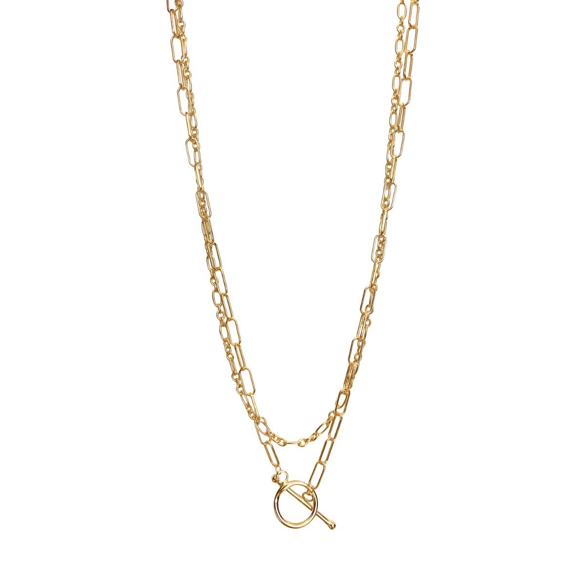 Alison Layered Adjustable T Bar Chain in Gold