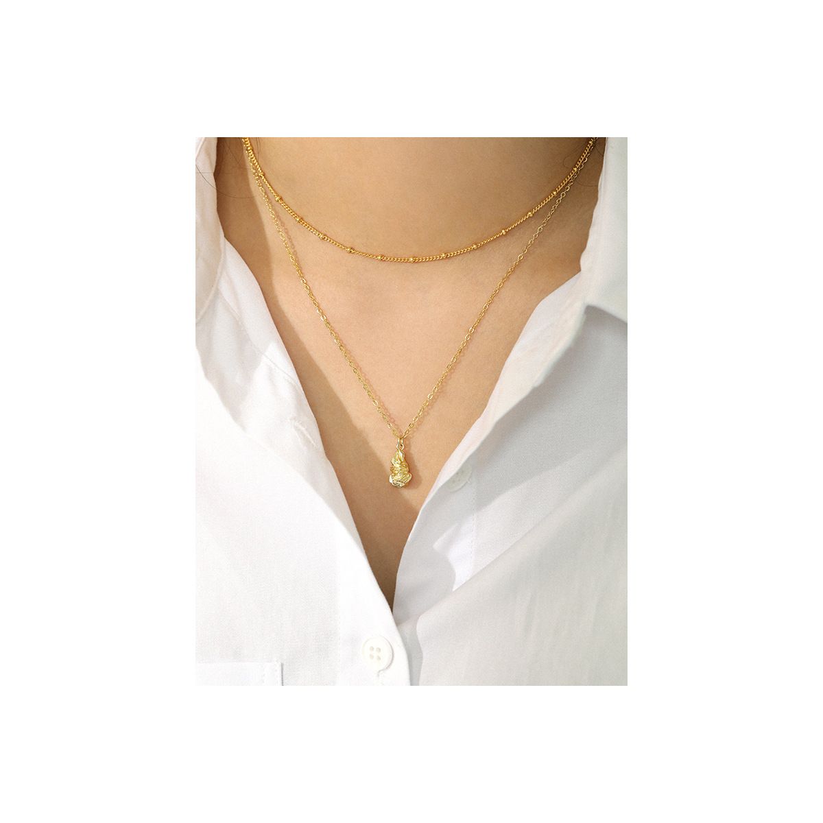 Belle Nugget Pendant Necklace in Gold